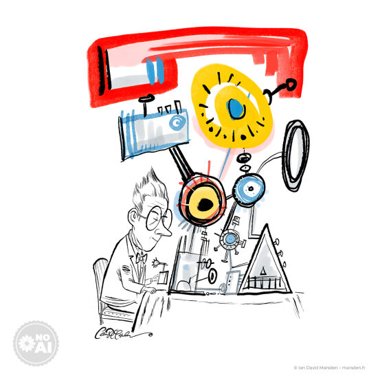 🛠️ L’inventeur – Mécanique mentale en action ⚙️ Métaphore visuelle • Illustration conceptuelle • Créativité & innovation  Un personnage calme, presque méditatif, semble absorbé dans ses pensées. Pourtant, au-dessus de sa t