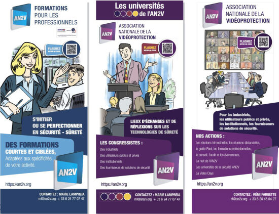 AN2V — kakemonos et visuels professionnels — Série de kakemonos et visuels de communication institutionnelle conçus pour AN2V, combinant illustration corporate, graphisme, mise en page professionnelle et communication visuelle pour les secteurs