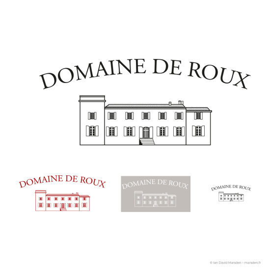 Château de Roux — logo pour domaine viticole biologique — Création d’identité visuelle et logo vectoriel pour un domaine viticole, dans une approche de branding, design graphique et image de marque appliquée au vin, au terroir et à la comm