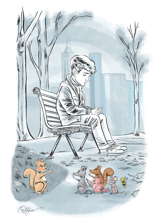 Extrême droite au parc — Dessin de presse à la fois satirique et inquiétant, construit autour du contraste entre banalité du décor et gravité du sujet. Une illustration éditoriale contemporaine qui mise sur la tension visuelle, le rythme et