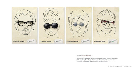 Illustration publicitaire — campagne Künzli Optik — Illustration publicitaire réalisée pour une campagne de communication visuelle, mêlant direction artistique, image de marque, illustration commerciale et langage graphique expressif pour le