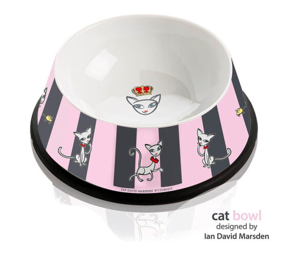 Gamelle pour chats — design illustré pour collection Ritzenhoff — Illustration appliquée au design produit et à l’art de la table, réalisée pour une pièce de collection Ritzenhoff dans un registre mêlant humour graphique, élégance visu