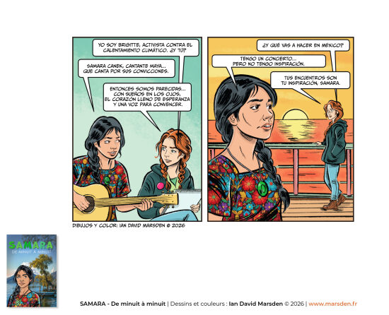 Samara — conversation sur le pont — Scène de BD centrée sur le dialogue et la relation entre personnages, conçue dans une approche de dessinateur de BD, de comic artist et d’illustration séquentielle avec une narration claire et sensible.