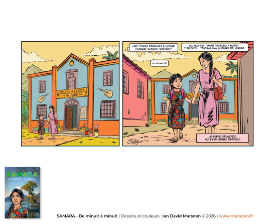 Samara-Samara — univers scolaire et personnages — Illustration de bande dessinée autour de l’école, des échanges et de la vie quotidienne, dans un style de dessinateur de BD et d’illustration narrative appliquée au récit.-BD-scuela02-Mar