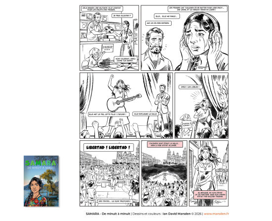 Samara — planche noir et blanc 9 — Exemple de BD noir et blanc au service d’une narration claire et expressive, dans une logique de roman graphique, d’illustration séquentielle et de storytelling visuel.