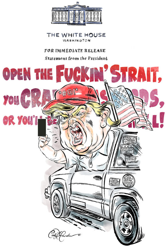 White House Communiqué — Dessin de presse consacré à la communication politique, à la mise en scène institutionnelle et au langage du pouvoir. Une illustration éditoriale au style frais et nerveux, conçue pour traduire rapidement un climat p